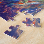 ポピー絵を描フィールドにパラソルを持つ白猫 ジグソーパズル (側面)