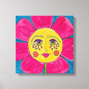 ポピー絵を描フラワーガールキャンバスアート キャンバスプリント