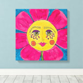 ポピー絵を描フラワーガールキャンバスアート キャンバスプリント (インサイチュ (ウッドフロア))