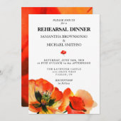 ポピー緑の水の色のリハーサルディナー 招待状 (正面/裏面)