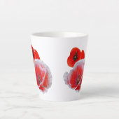 ポピー花お客様を閉じる。ホワイトラテマグ カフェラテマグ (正面)