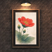 ポピー花のアートプリント | 植物学の壁アートポスター ポスター