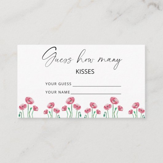 ポピー花のキス当てゲーム ブライダルゲーム エンクロージャーカード (正面)
