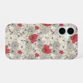 ポピー花の庭園パターン iPhone 16ケース (裏面横)