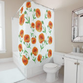 ポピー花ウォーターカラーアートシャワーカーテン シャワーカーテン (インサイチュ)