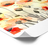 ポピー花ウォーターカラーミニマル絵画リスト ポスター (角)