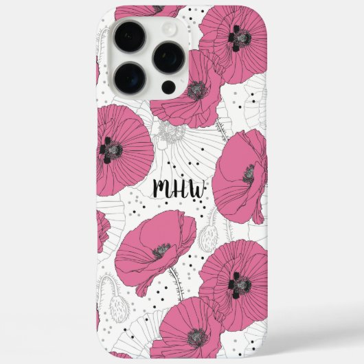 ポピー花カスタムモノグラムの電話ケース Case-Mate iPhoneケース (裏面)
