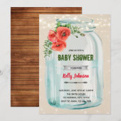 ポピー花シャワー誕生日招待状 招待状 (正面/裏面)