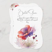 ポピー花ブライダルシャワーフローラ招待。 招待状 (正面/裏面)