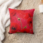 ポピー花レッドグリッターキラキラキラキラキラ2020 クッション (ブランケット)