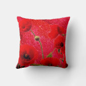 ポピー花レッドグリッターキラキラキラキラキラ2020 クッション (裏面)