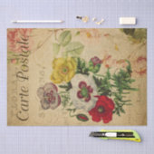 ポピー花ヴィンテージはがき切り 薄葉紙 (クラフト)