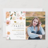 ポピー花写真卒業パーティー 招待状 (正面)