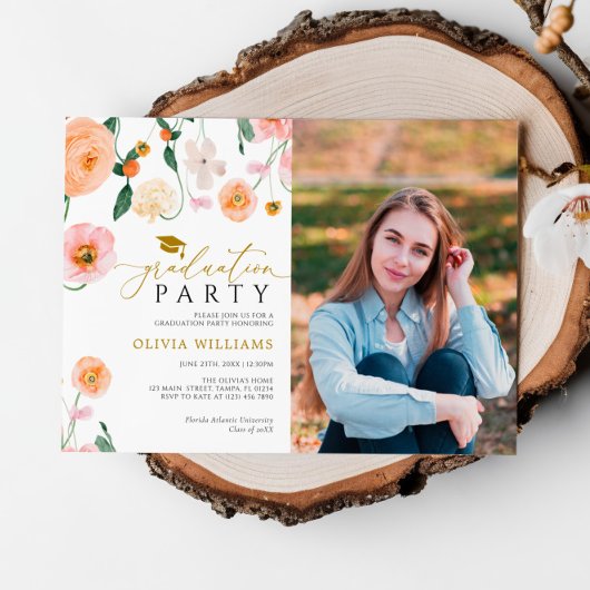 ポピー花写真卒業パーティー 招待状