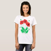 ポピー花可愛い花柄 Tシャツ (正面フル)