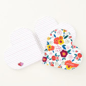 ポピー花柄コーラルスクリプト名ハート ノートブック (内部)