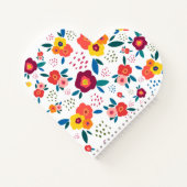 ポピー花柄コーラルスクリプト名ハート ノートブック (裏面)