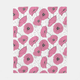 ポピー花柄フリースブランケット フリースブランケット