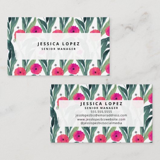 ポピー花柄プロフェッショナル名刺 名刺 (正面/裏面)