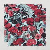 ポピー花柄 招待状 (正面/裏面)