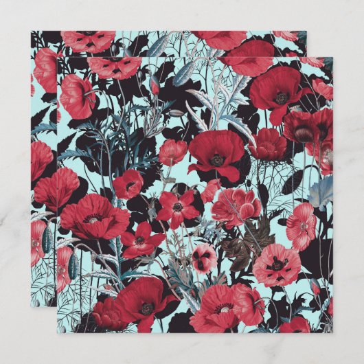 ポピー花柄 招待状 (正面/裏面)
