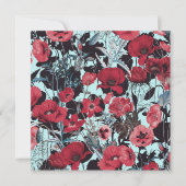 ポピー花柄 招待状 (正面)