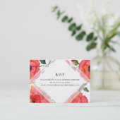 ポピー花水色レッドフローラRSVP返信カード 名刺 (スタンド正面)