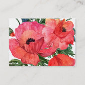 ポピー花水色レッドフローラRSVP返信カード 名刺 (裏面)