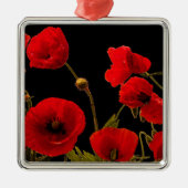 ポピー花赤ブラックウォーター色フローラデコール メタルオーナメント (正面)