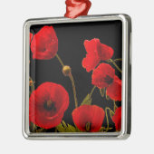 ポピー花赤ブラックウォーター色フローラデコール メタルオーナメント (左)