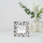 ポピー花Taupe青グレー水彩花 スクエア名刺 (スタンド正面)