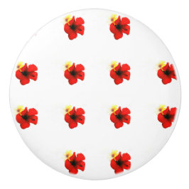 ポピー赤い花柄 セラミックノブ