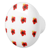 ポピー赤い花柄 セラミックノブ (右)