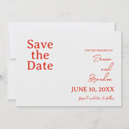 ポピー赤とオフ白モダン結婚の セーブザデート