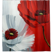 ポピー赤と白ズ シャワーカーテン (正面)