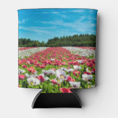 ポピー赤と白フィールド 缶クーラー (正面)