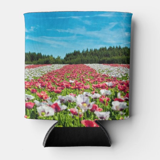 ポピー赤と白フィールド 缶クーラー (正面)