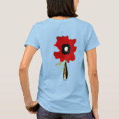 ポピー赤水玉模様グリーンリーフTシャツ Tシャツ (裏面)