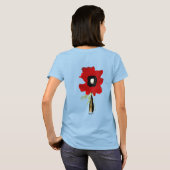 ポピー赤水玉模様グリーンリーフTシャツ Tシャツ (裏面フル)