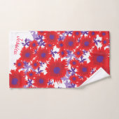 ポピー赤紫と白のフローラ名 ハンドタオル (ハンドタオル)