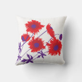 ポピー赤、紫、白の装飾用クッション クッション (裏面)