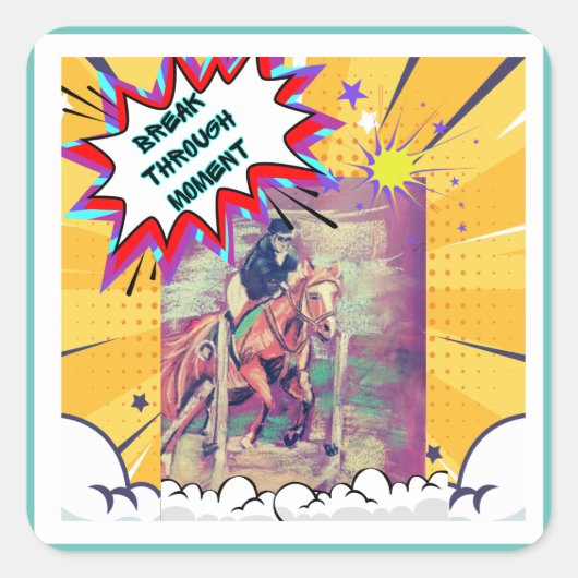 ポピー跳び上げ漫画 スクエアシール (正面)