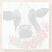 ポピー農場 – 花と牛 ガラスコースター (裏面)