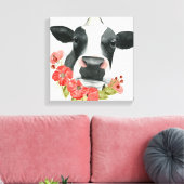 ポピー農場 – 花と牛 キャンバスプリント (インサイチュ (リビング))