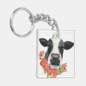 ポピー農場 – 花と牛 キーホルダー (正面左)