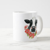 ポピー農場 – 花と牛 ジャンボコーヒーマグカップ (正面右)