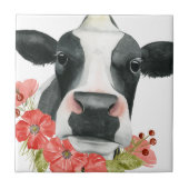 ポピー農場 – 花と牛 タイル (正面)