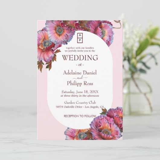 ポピー開花 |エレガントフローラ結婚写真 招待状 (スタンド正面)