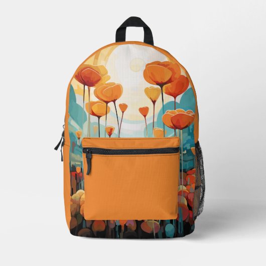 ポピー類サンライズオレンジ名前をカスタムする プリントバックパック (正面)