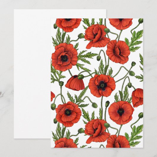 ポピー類、赤と緑が白 (正面/裏面)